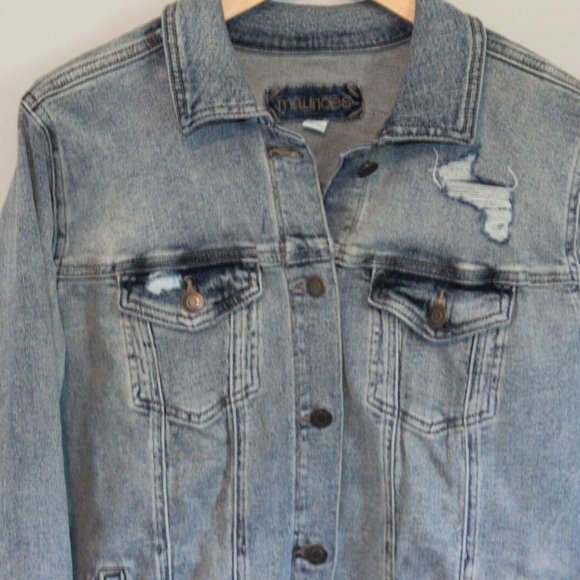 Maurices Vintage Destructed Denim Jacket H11503 - Picture 3 of 12